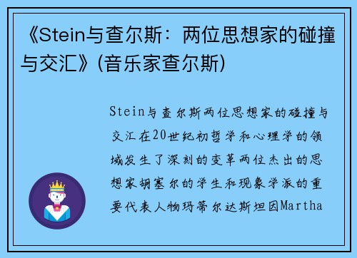 《Stein与查尔斯：两位思想家的碰撞与交汇》(音乐家查尔斯)